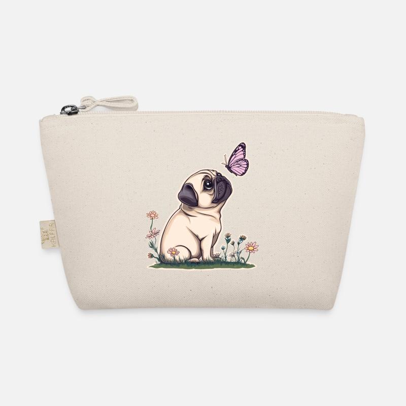 Mops mit Schmetterling - Bio-Täschchen - Natur