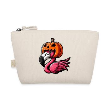 Funny Halloween pumpkin flamingo autumn - Organic Pouch - nature - Front