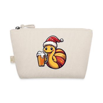 Schnecke Weihnachten Bier - Bio-Täschchen - Natur - Vorne