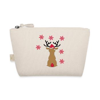 Sticker Reindeer in the snow for Christmas - Organic Pouch - nature - Front