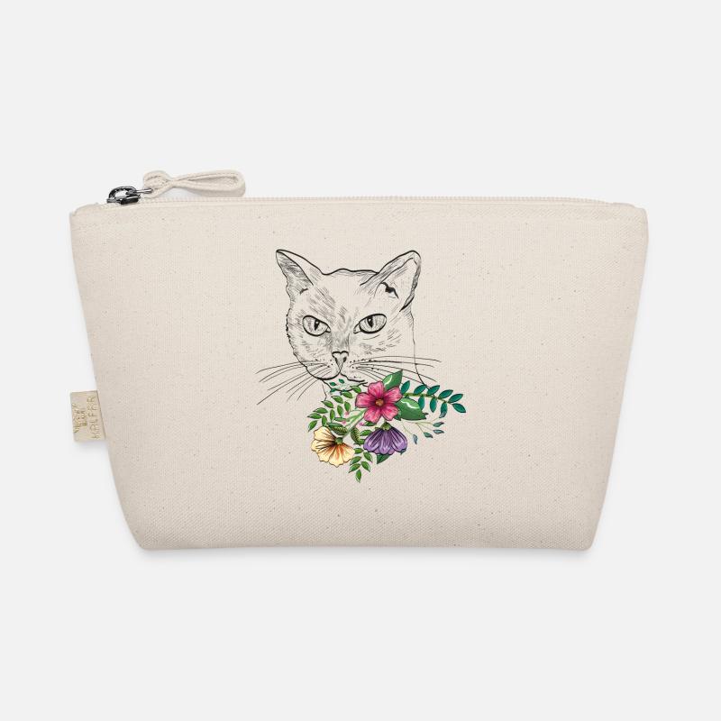 Katze mit Blumenstrauß - Bio-Täschchen - Natur