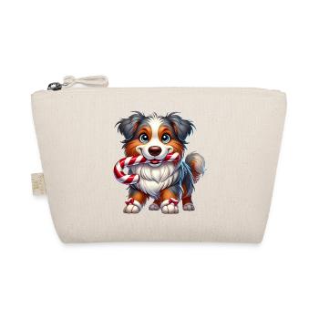 Cute Christmas Dog Australian Shepherd - Organic Pouch - nature - Front
