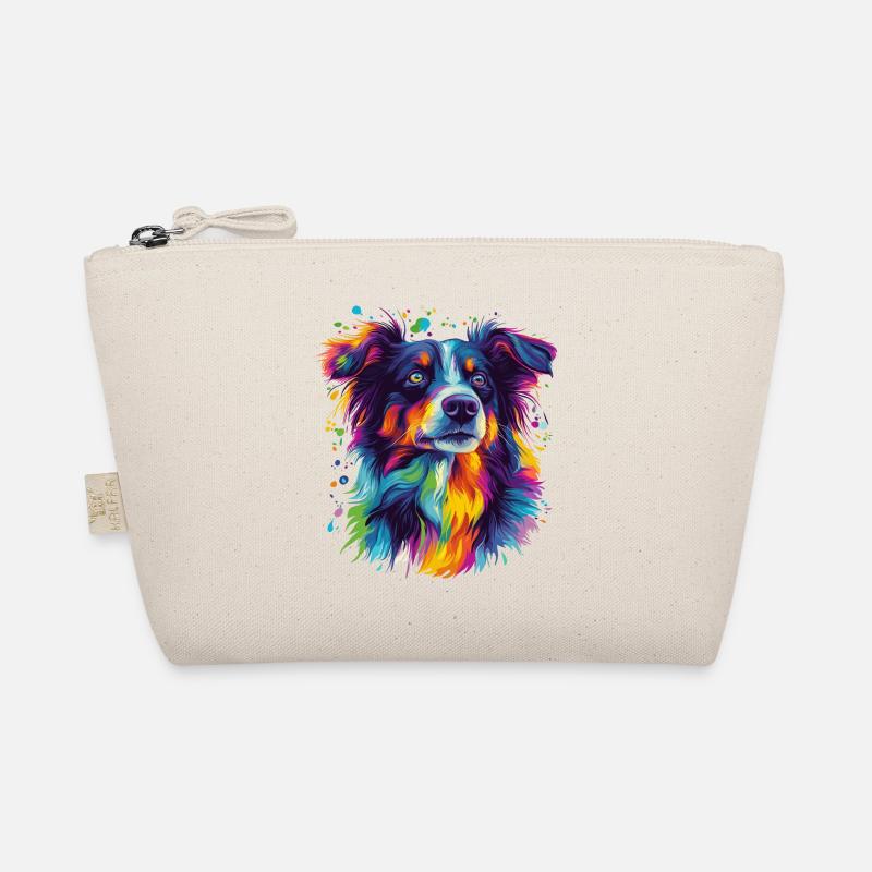Porträt eines psychedelischen Australian Shepherds - Bio-Täschchen - Natur