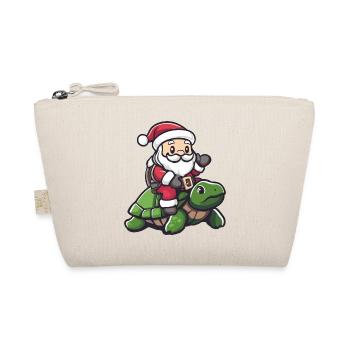 Turtle Santa Claus Cartoon - Organic Pouch - nature - Front