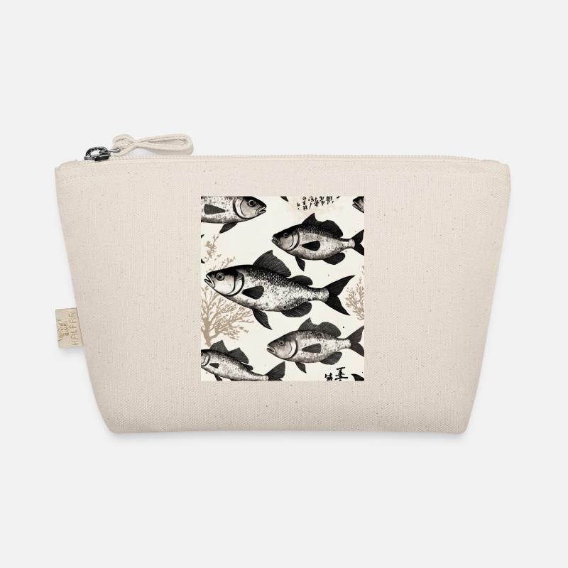 Japanese Style Fish Drawing Organic Pouch