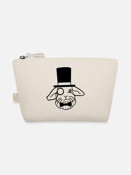 Mr. Bunny Gentleman Top Hat Monocle Glasses - Organic Pouch - nature - Front