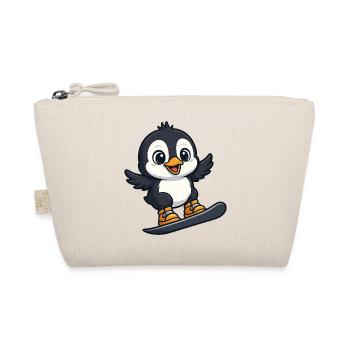 Kawaii Pinguin Snowboarder Wintersport Urlaub - Bio-Täschchen - Natur - Vorne