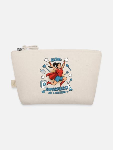 Mother, superheroine on a mission! - Organic Pouch - nature - Front