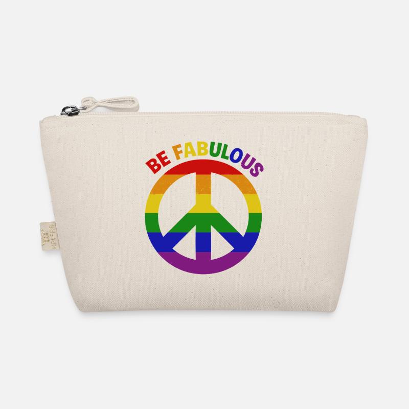 Lebendiges Regenbogen-Friedenszeichen "Be Fabulous" Bio-Täschchen