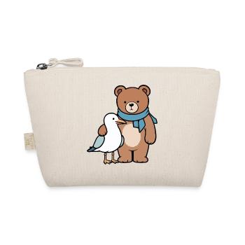 Cute Bear and Bird Design - Organic Pouch - nature - Front