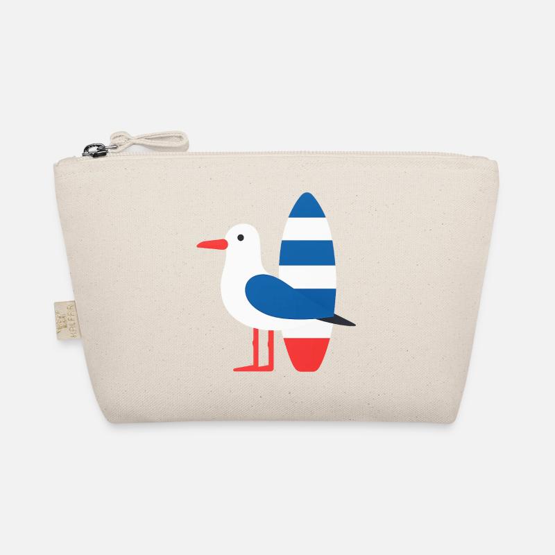 Seagull with surfboard Organic Pouch