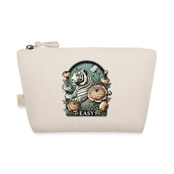 Eleganter weißer Tiger mit floralen Akzenten - Bio-Täschchen - Natur - Vorne