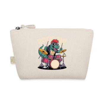Punk Rock T-Rex Dinosaur Drummer - Percussion - Organic Pouch - nature - Front