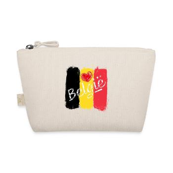 Belgium Flag with Heart – Grunge Design - Organic Pouch - nature - Front