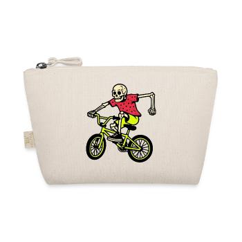 Neon BMX skeleton in tricks – retro vibes - Organic Pouch - nature - Front