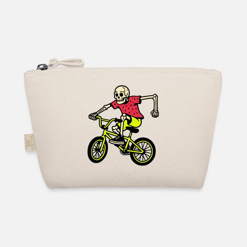 Neon BMX skeleton in tricks – retro vibes Organic Pouch
