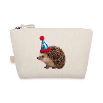 Festive hedgehog with party hat - Organic Pouch - nature - Front