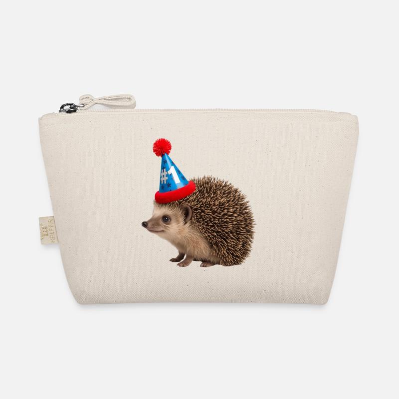 Festlicher Igel mit Partyhut - Bio-Täschchen - Natur