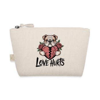 Bulldogge Herzschmerz Blumen Illustration - Bio-Täschchen - Natur - Vorne