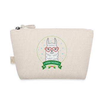 Christmas Llama with Heart Glasses Merry Christmas - Organic Pouch - nature - Front