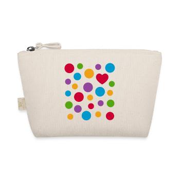 Spotty Dots Heart T-Shirt – Colourful Spotted Love - Organic Pouch - nature - Front