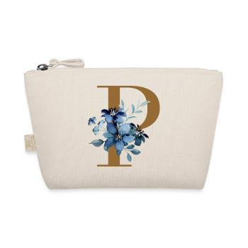 Floral P – Golden letter with flowers - Organic Pouch - nature - Front