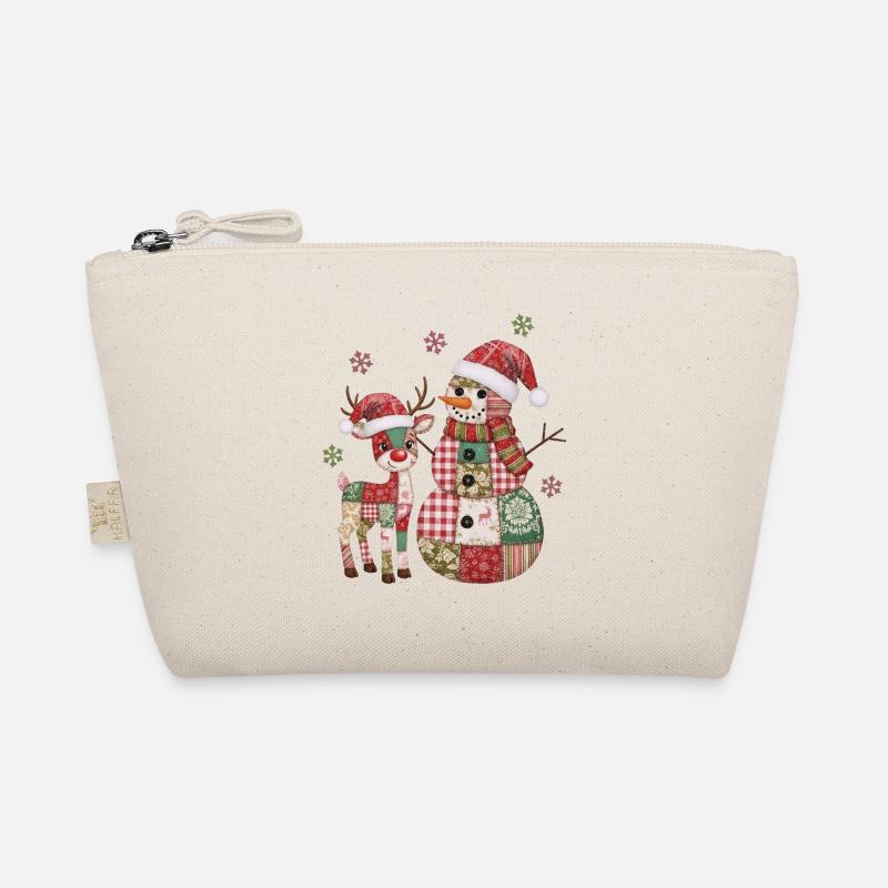 Patchwork Schneemann und Rentier Bio-Täschchen