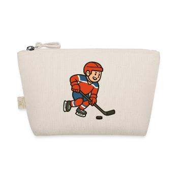 Eishockey Cartoon Junge im Spiel - Bio-Täschchen - Natur - Vorne