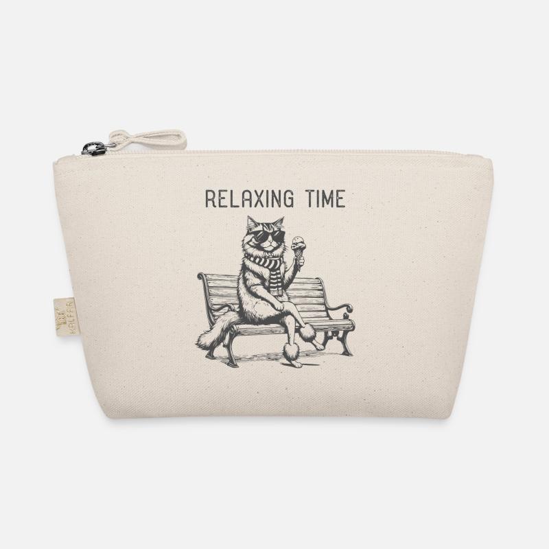 Relaxing Time Cat on the Bench Organic Pouch