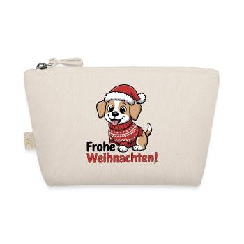 Weihnachtshund – Frohe Weihnachten! - Bio-Täschchen - Natur - Vorne