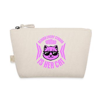 Behind Every Strong Woman Is Her Cat Spruch Katze - Organic Pouch - nature - Front