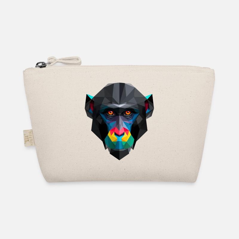 Colored Low-Poly Monkey Portrait Organic Pouch