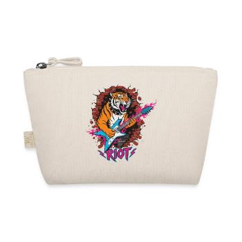 Tiger with guitar against rubble wall - Organic Pouch - nature - Front