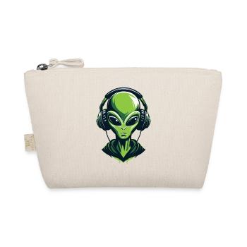 Alien mit Kopfhörern – Minimalistic Techno design - Bio-Täschchen - Natur - Vorne