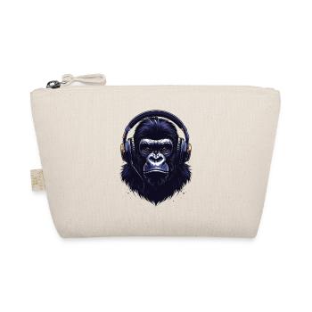 Gorilla with Headphones – Cool Music Design - Organic Pouch - nature - Front