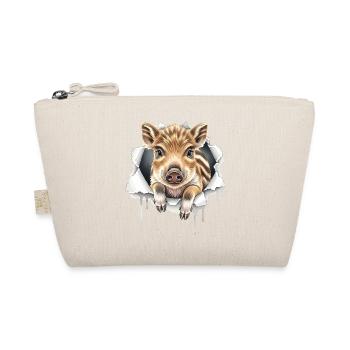 Funny Piglet Crack - Cute Piggy Gift - Organic Pouch - nature - Front
