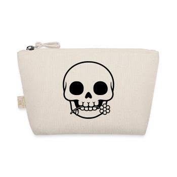 Skull with Flower | Life & Death Symbol - Organic Pouch - nature - Front