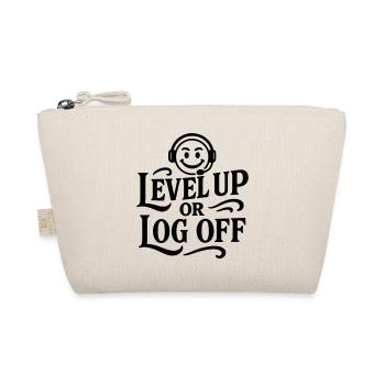 Level Up retro Shirt Smiley Gamer Zocker sprüche  - Bio-Täschchen - Natur - Vorne