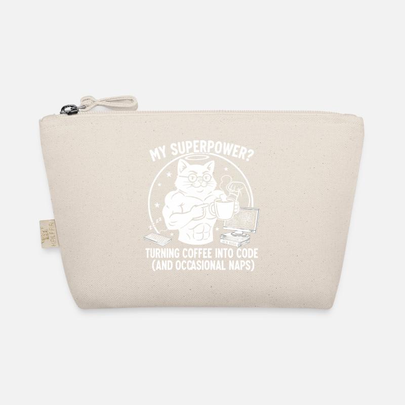 T-shirt Chat Codage Drôle - Superkraft Coffee - Trousse biologique - nature