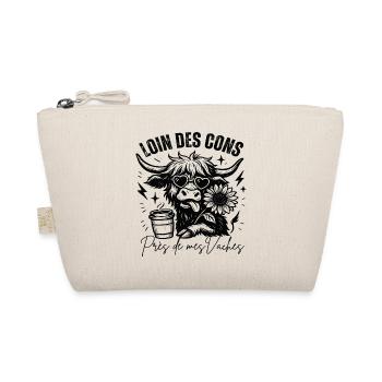 Far From The Idiots Near My Cows Humor Gift - Organic Pouch - nature - Front