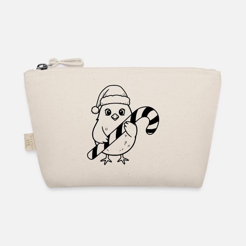 Cute Christmas Bird with Candy Cane Illustration Organic Pouch