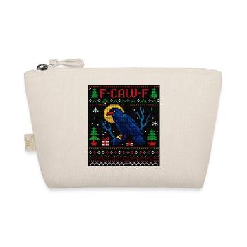 Lustige Krähen-Rabe Weihnachts-Strickkunst - Bio-Täschchen - Natur - Vorne