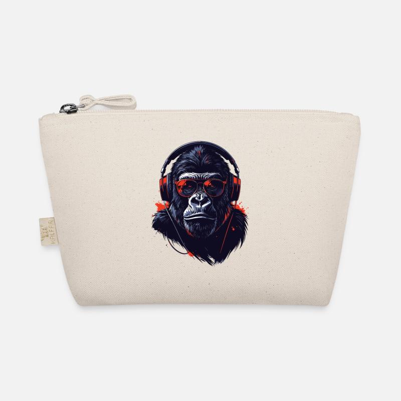 Gorilla mit Kopfhörern Cooles Motiv - Bio-Täschchen - Natur
