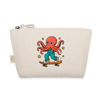 Skater octopus in overalls - Organic Pouch - nature - Front