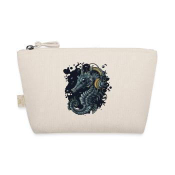 Seahorse with headphones motif - Organic Pouch - nature - Front