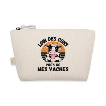 Loin Des Cons Près De Mes Vaches Humour Vintage - Trousse biologique - nature - Devant