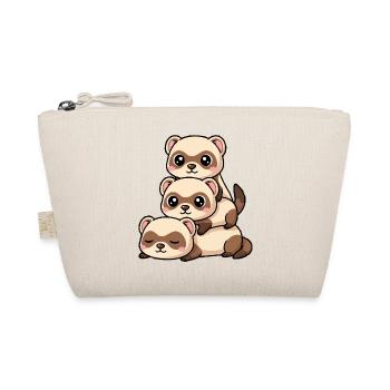 Cute Ferret Funny Cartoon Kawaii Pet Design - Organic Pouch - nature - Front