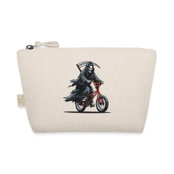 Grim Reaper on Bicycle – Dark Humor Motif - Organic Pouch - nature - Front