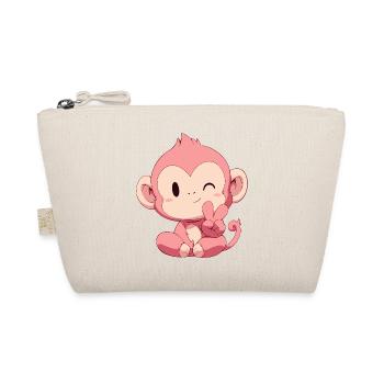 Little Pink Monkey Peace - Organic Pouch - nature - Front