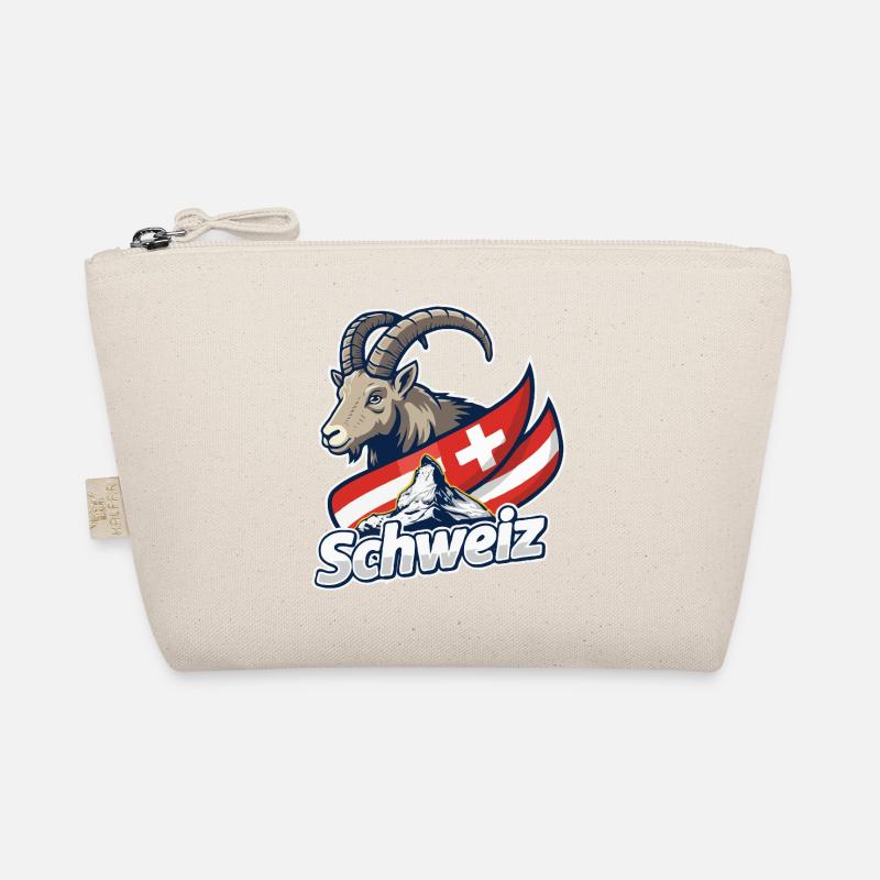 Alpine Ibex with Swiss flag Organic Pouch